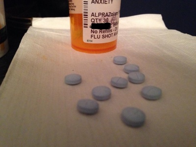 (Purepac) alprazolam pills and prescription bottle